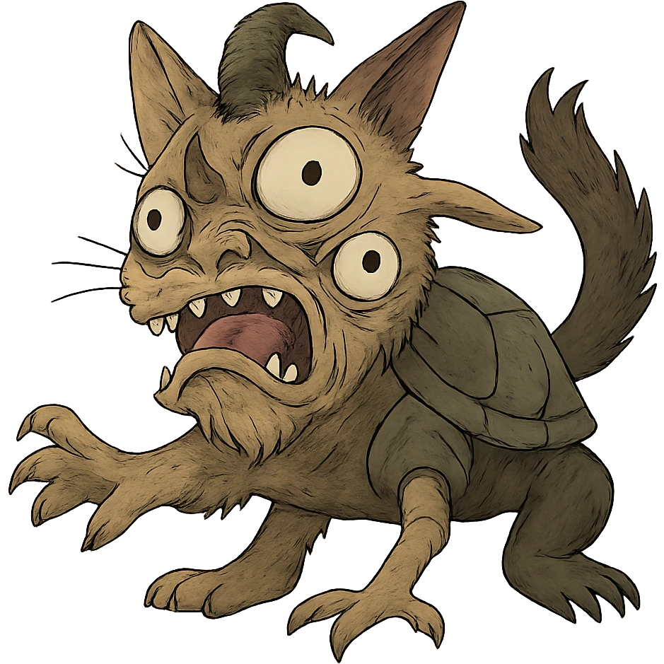 cursed animal hybrid mismatched body parts extra eyes twisted expression disturbing surreal style emoji