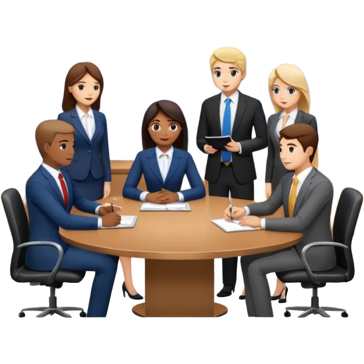 a group of coworkers in meeting room emoji