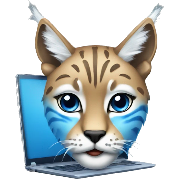A blue lynx with a laptop emoji