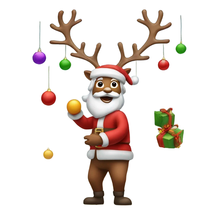 Santa juggling reindeer  emoji