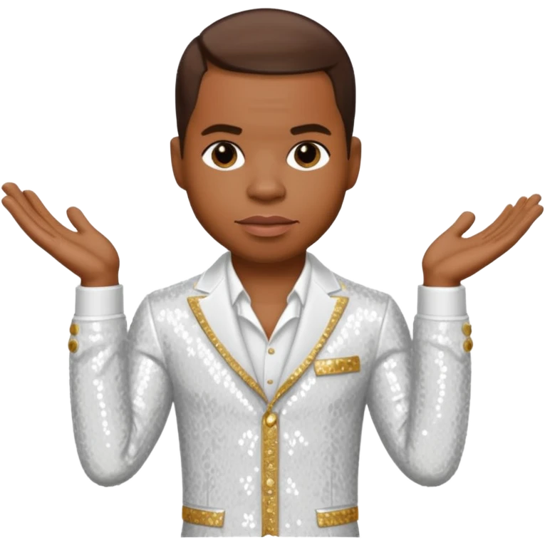 Kirk Franklin with dark brown hair, white sequin outfit  emoji