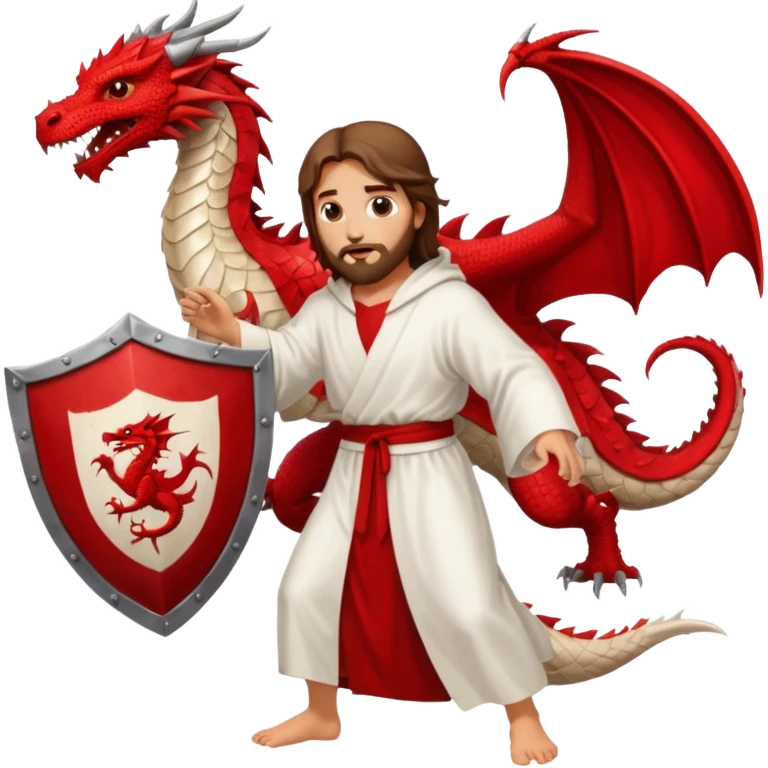 иисус  христос с щитом сражается с драконом  emoji