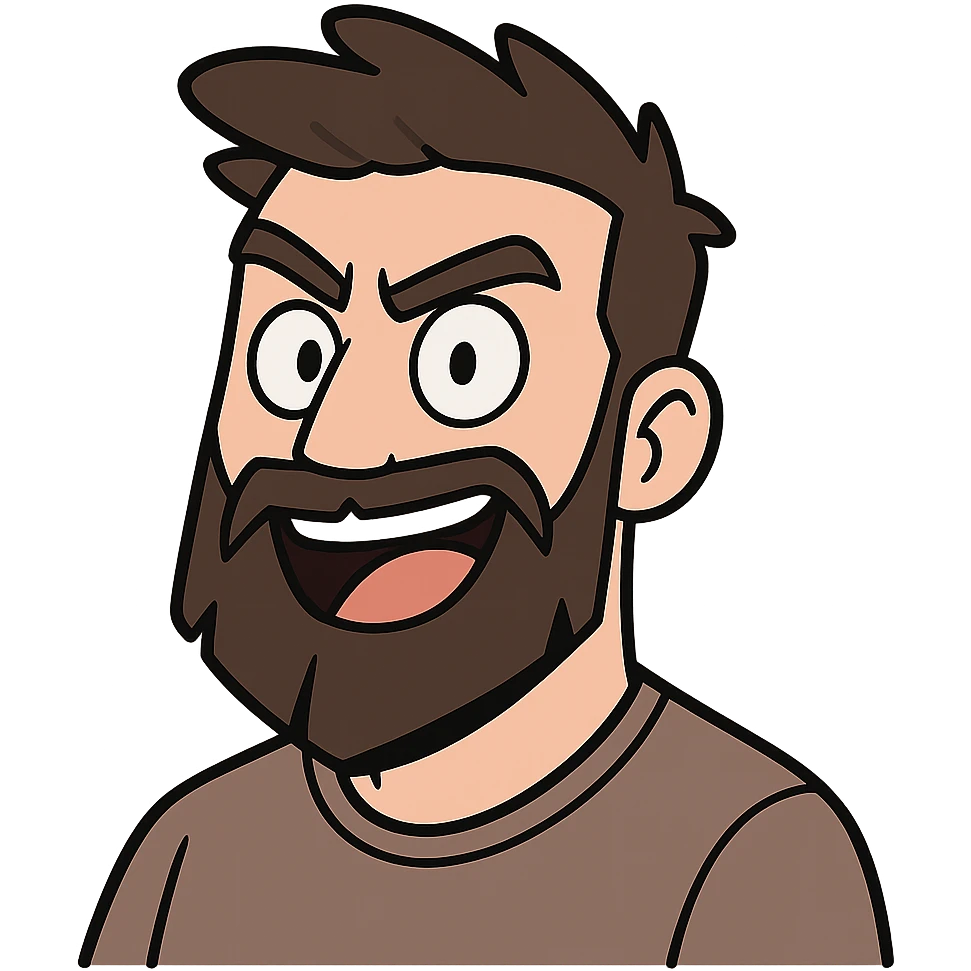A thick, angular beard and mustache, flat toon style, suitable for Twitch users. emoji