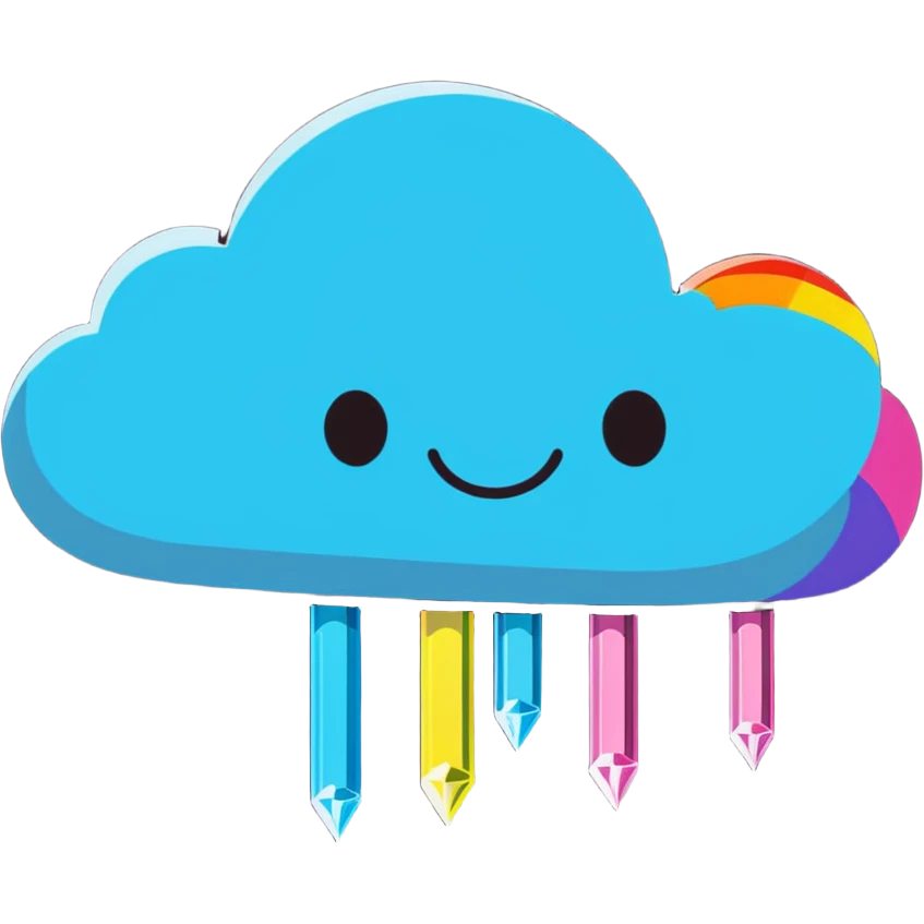 whimsical cloud made of crystals with rainbow reflections emoji
