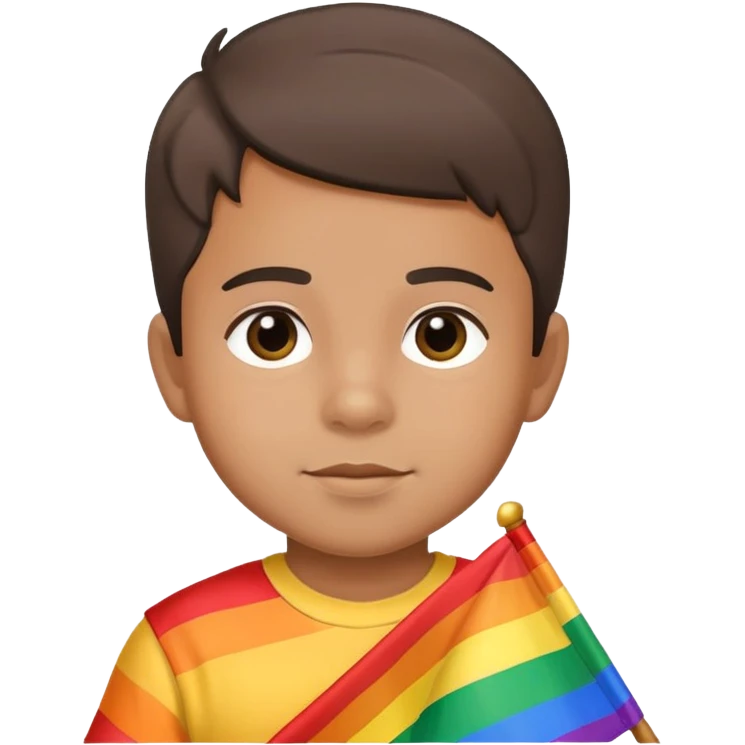 Little Hispanic boy holding pride flag emoji