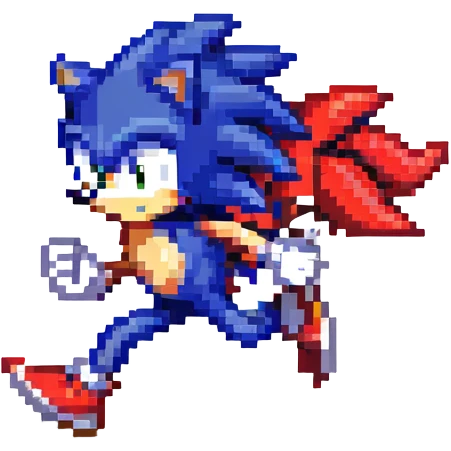 Sonic the Hedgehog sprinting with red trail emoji