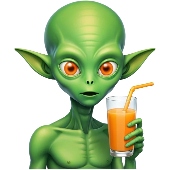 Alien drinking orange juice emoji