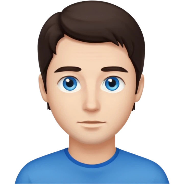 homme yeux bleu azur cheveux brun foncé emoji