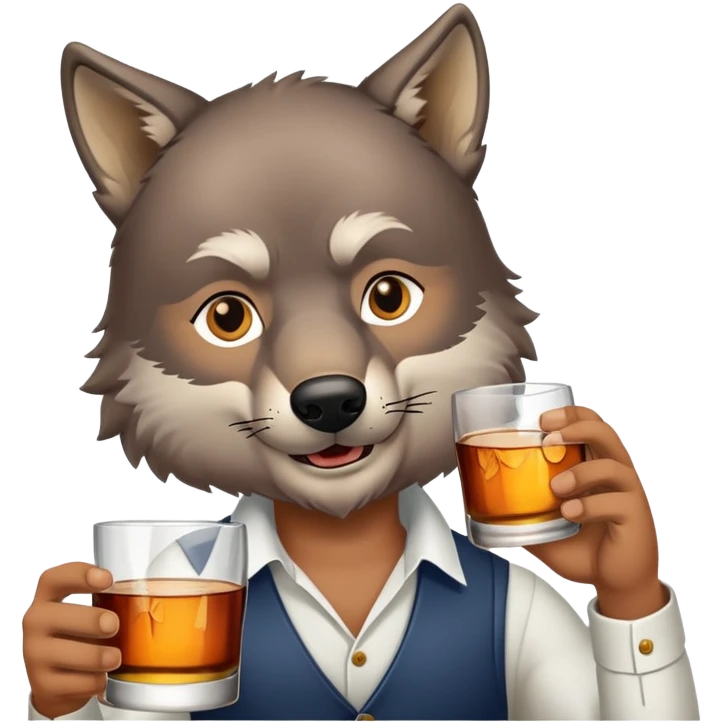 daddy wolf drinking a glass of whiskey emoji
