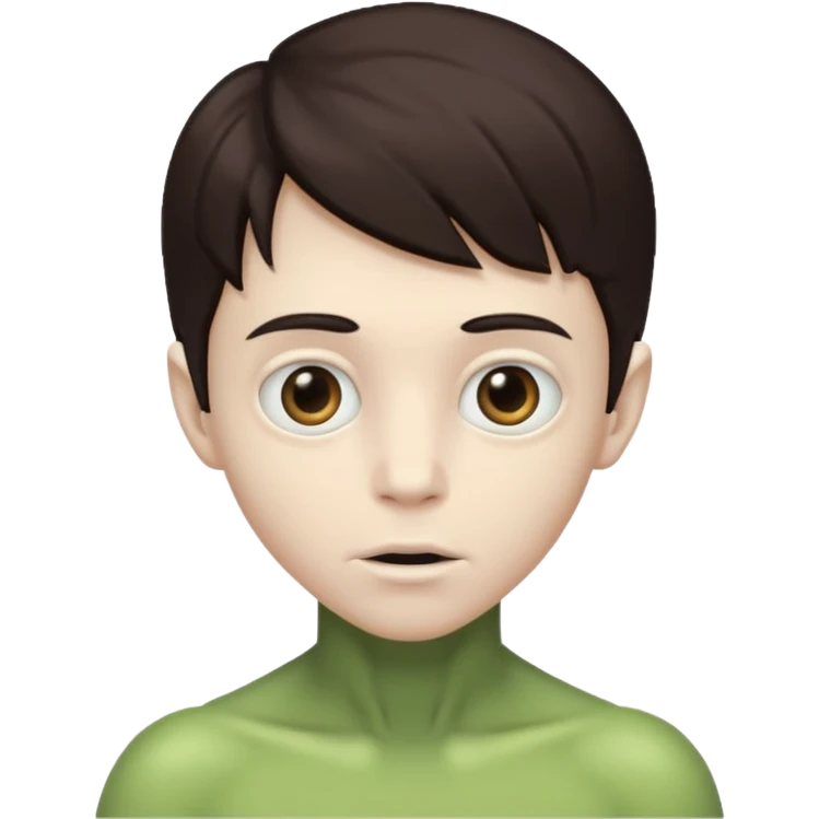 alien white boy with dark brown hair emoji