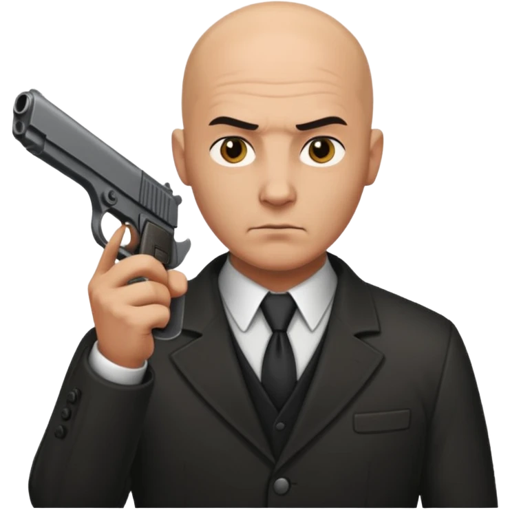 bald hitman with pistol emoji