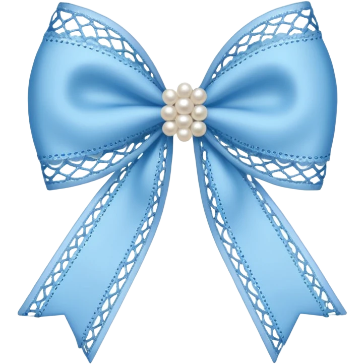 baby blue bow with lace and pearls emoji