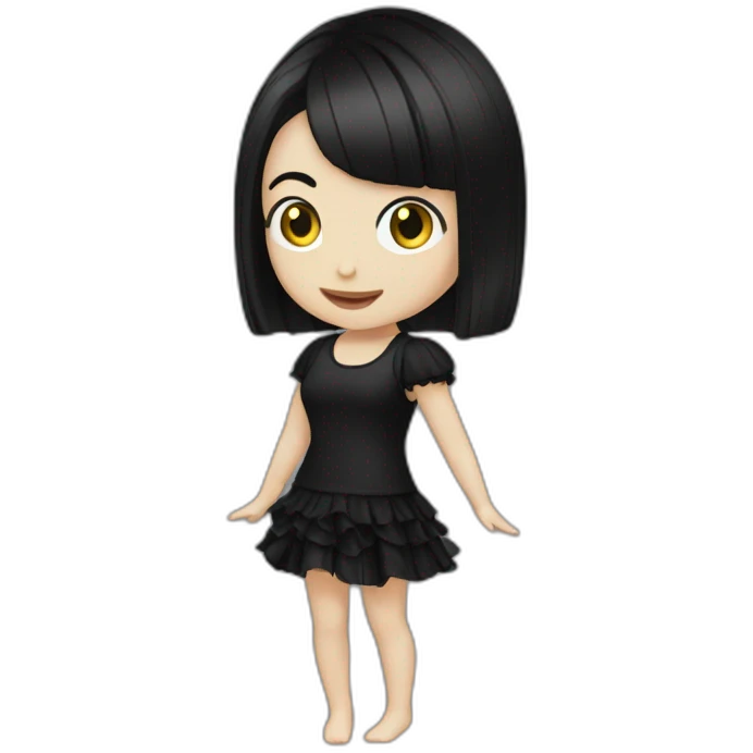 Caucasian-goth-girl-with-black-hair-dancing emoji