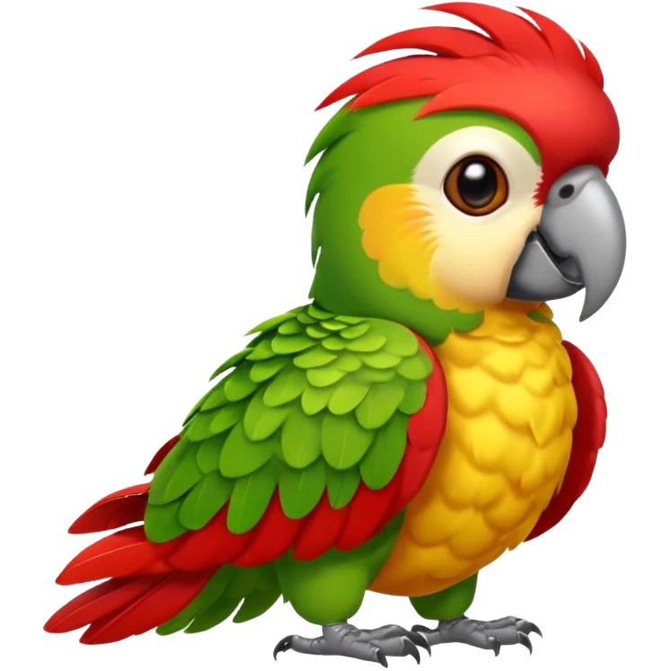 animated parrot, bright colors, friendly, apple style emoji emoji