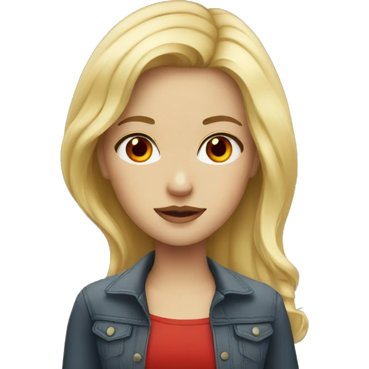 Blonde girl with red eye emoji