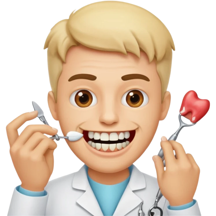 Crazy dentist pulling a tooth emoji