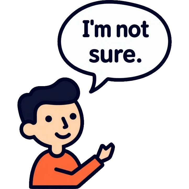 Chinese man with a thought bubble saying "I'm not sure." emoji