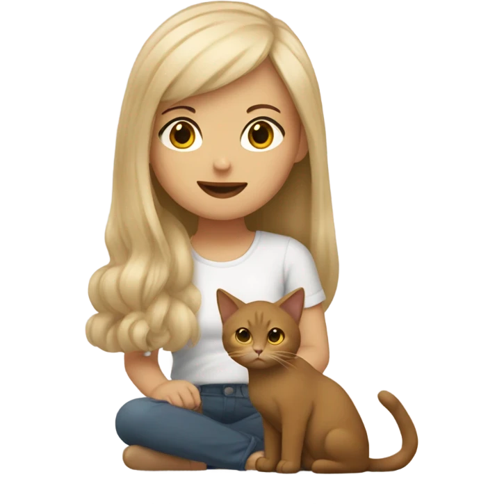 Beige hair girl with brown cat  emoji