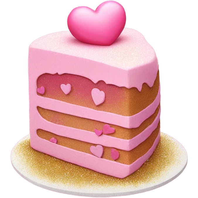 detailed pink heart cake with glitter emoji