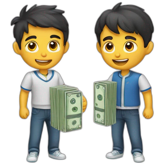 two boys with case money emoji