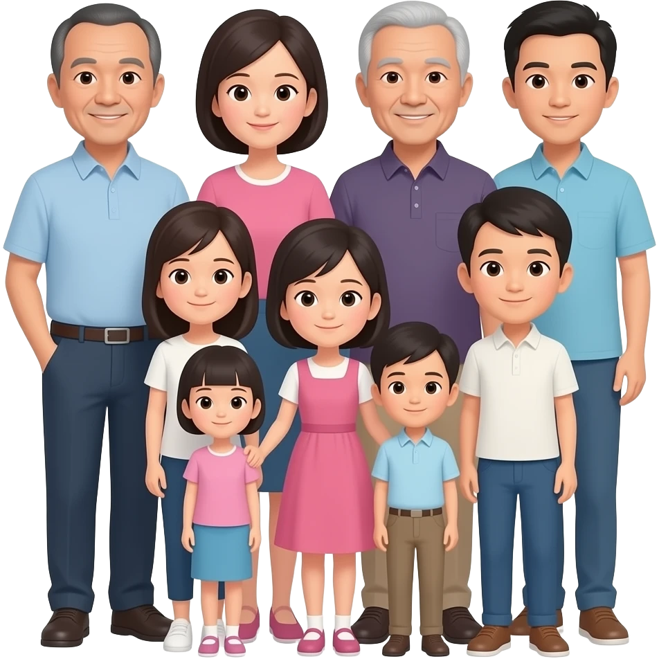 Large asian family emoji