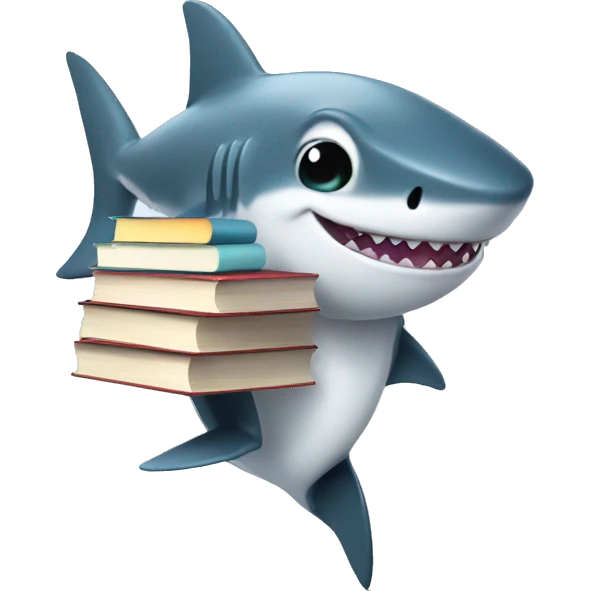 baby shark walking with books in hand emoji