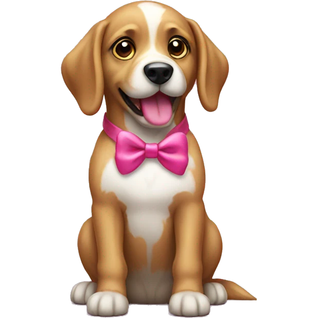 Christmas dog with pink bow emoji