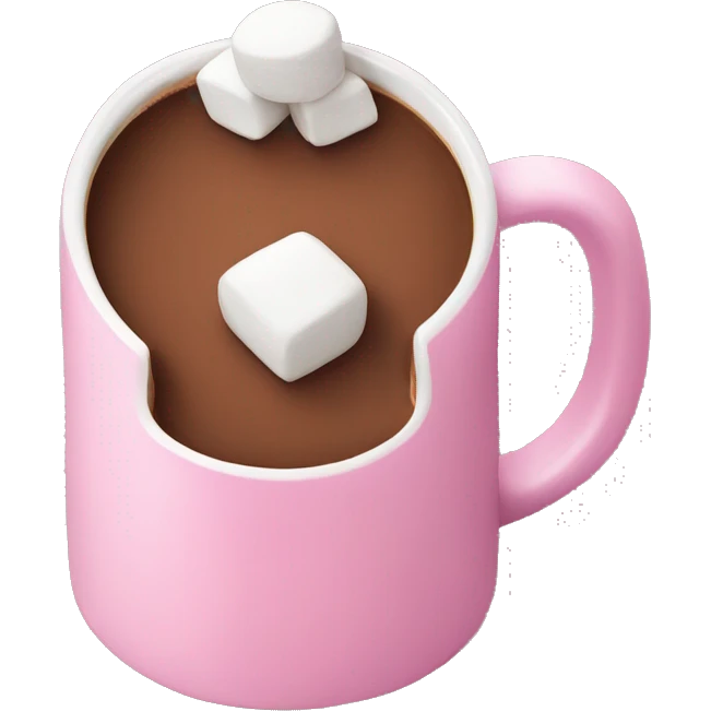 Pink mug with hot chocolate and marshmallows  emoji