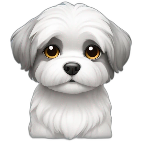 Perro shitzu color blanco y gris emoji