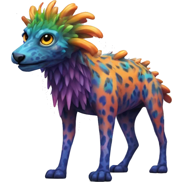 a colorful edgy vernid-fionbri-animal-creature with splash patterns full body emoji