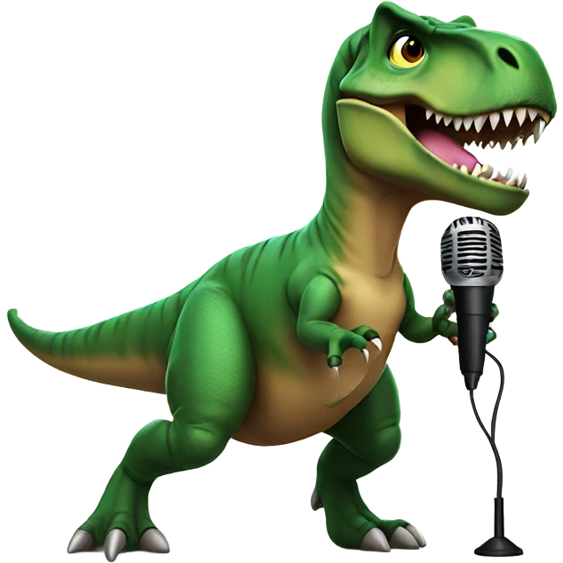T Rex with a microphone emoji