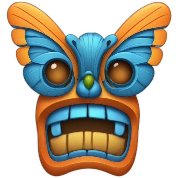 Tiki with colors blue and orange-butterfly-tornado emoji