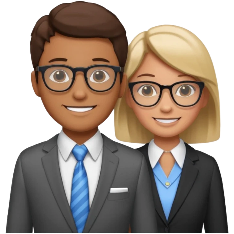 i need an image of a man named clyde who provides basic credit reports. his girlfriend bonny is abind market analyst emoji