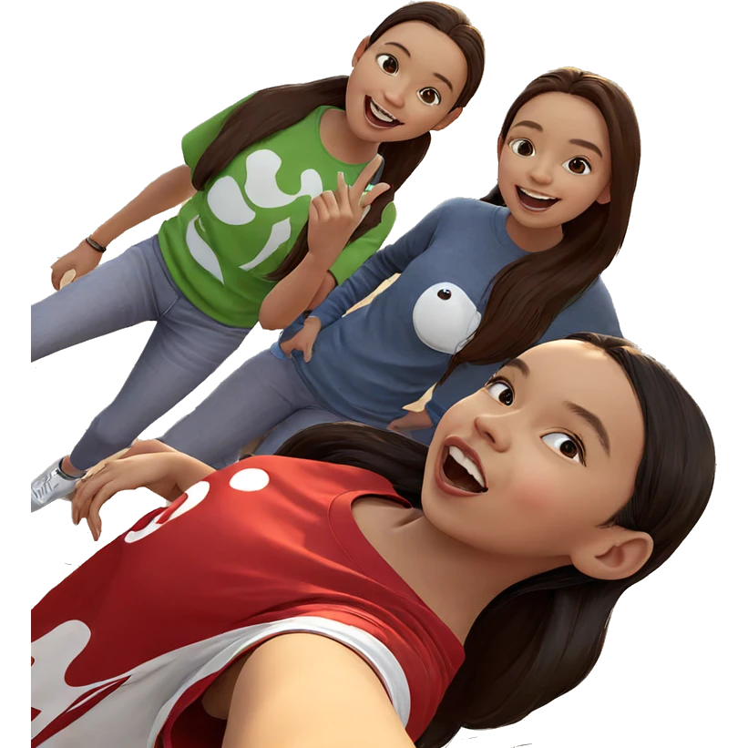 smiling girls selfie outdoors emoji