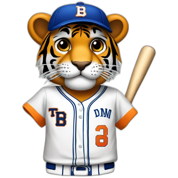 Tigre con camiseta de beisbol y la letra L emoji