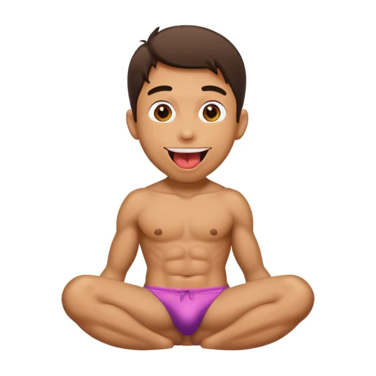 Guy with thong on with tongue out emoji