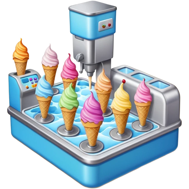 Ice cream factory with machines and production lines emoji