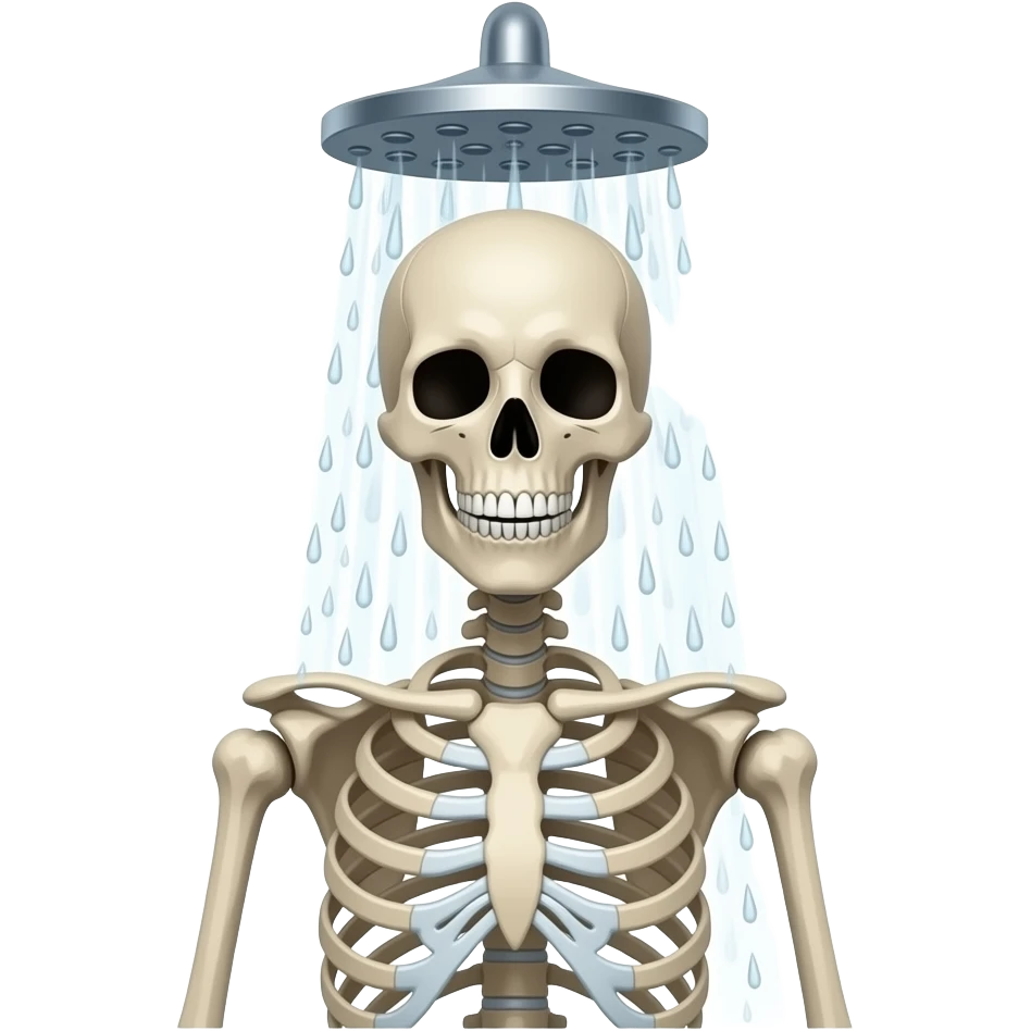 Sexy skeleton in the shower emoji