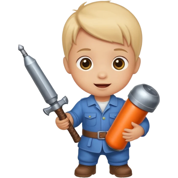 Make a baby holding a rpg emoji