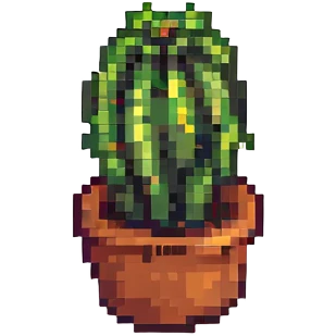 small blocky cactus in pixel art style emoji