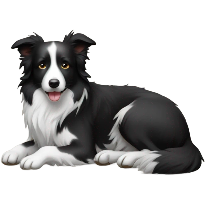Sleeping black and white border collie emoji