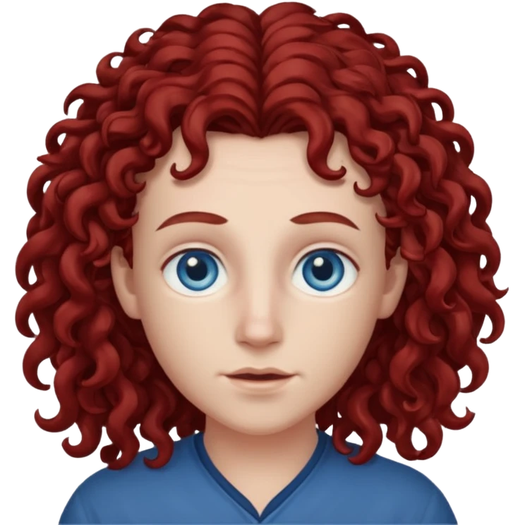 Chappell Roan with blue eyes and long dark red curly hair emoji