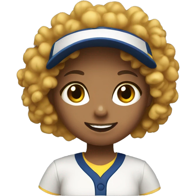 Curly haired girl wearing her softball uniform  emoji
