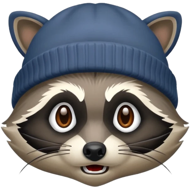Angry Raccoon bandit with beanie hat emoji