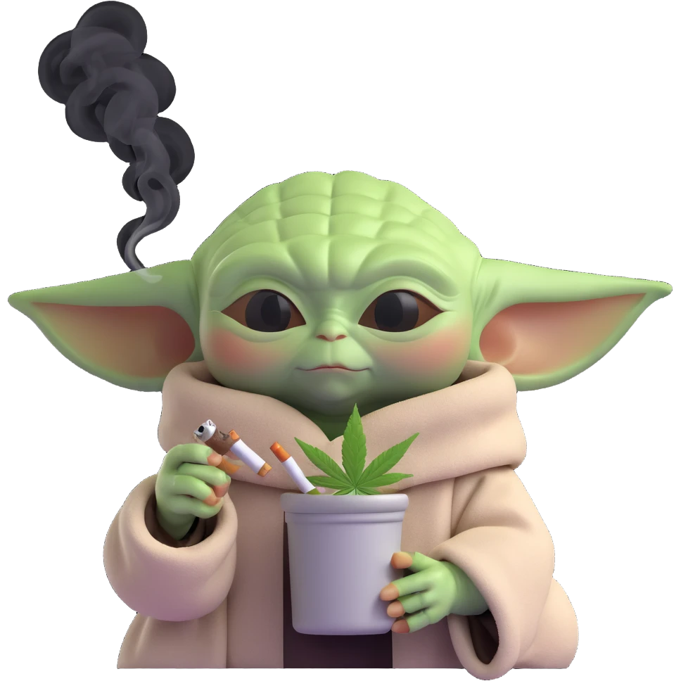 baby yoda smoking cannabis emoji