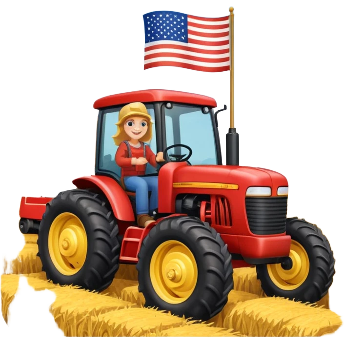 Fall hay rides with USA flag on tractor emoji