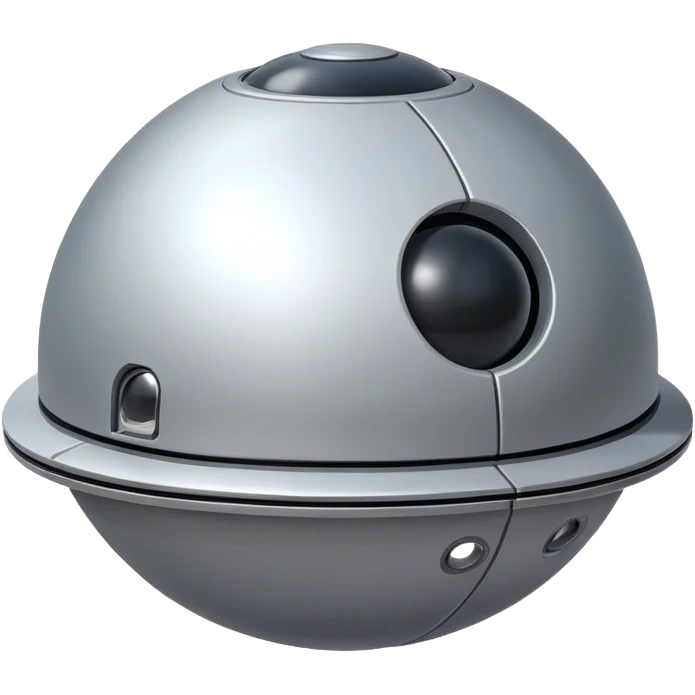 a simple, spherical spaceship shaped like a ball, with a smooth surface and minimalistic details. Use a plain background. emoji