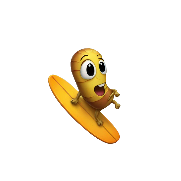 Worm riding a surf board emoji