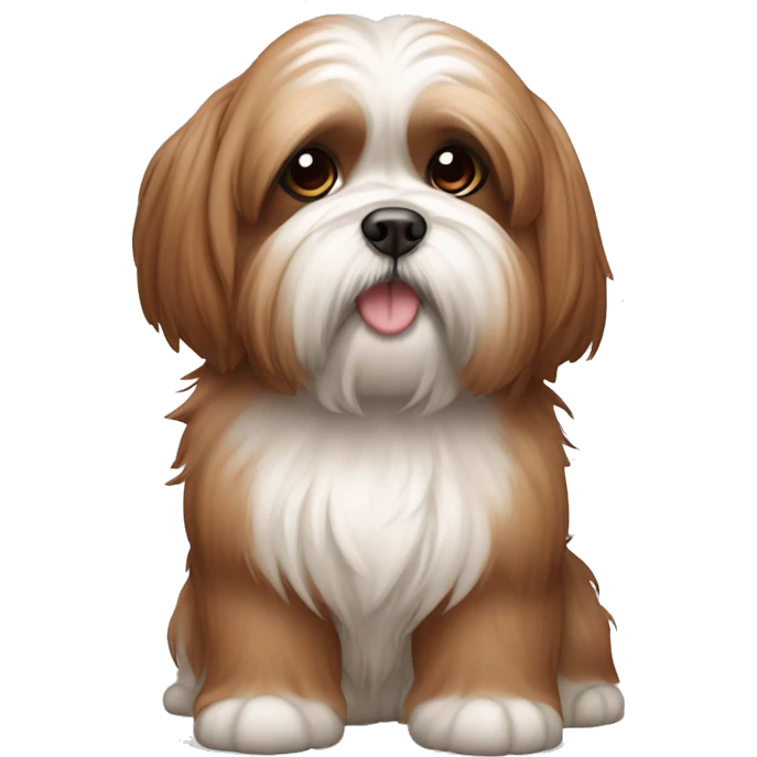 Lhassa apso marron patte blanche qui joue emoji