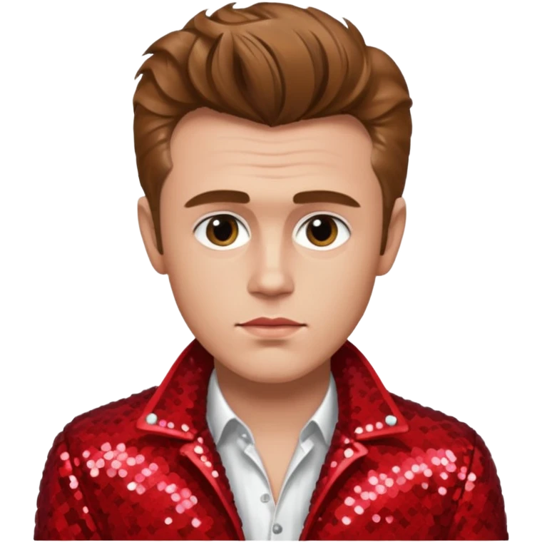 James Dean with light brown hair, red sequin jacket, white shirt emoji